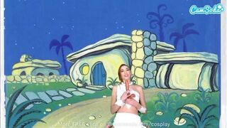 Cuki zsenge wilma flintstone cosplayben masturbál és leszopja a gigászi fazsat