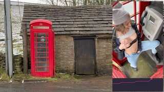 Hardcore élvezés közterületen piros telefonfülkében lush távvezérelt rezgővel az angol vidéken